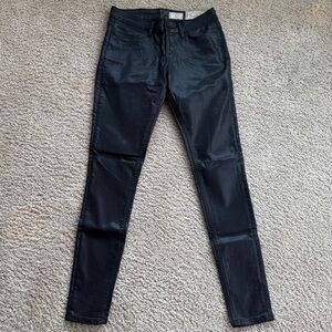 NEW ALL SAINTS - Ashby Low Rise Skinny Jeans in Black Shiny Women’s Size 27